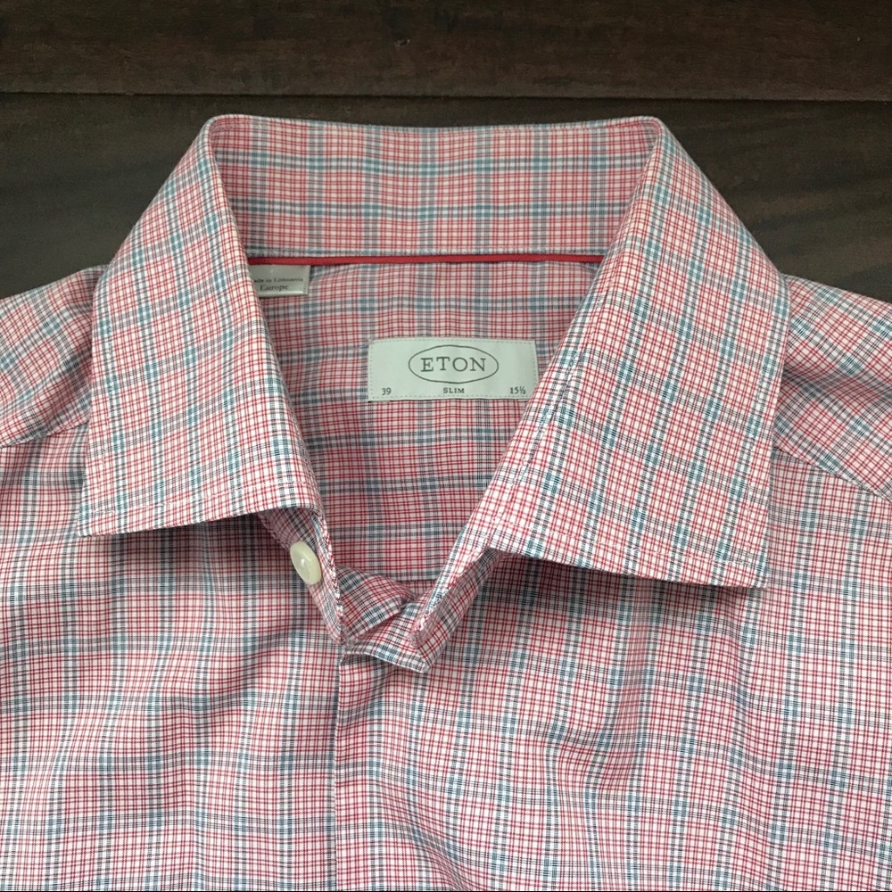 Eton Red Check Slim Fit Shirt